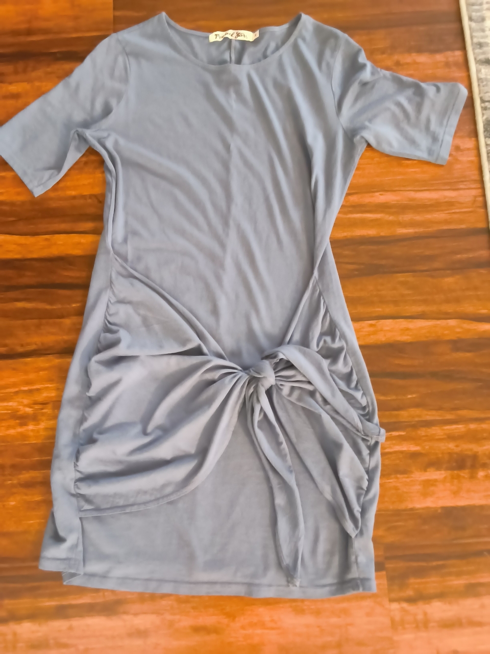 Michael Stars Slate Blue Knot-Front Mini Dress